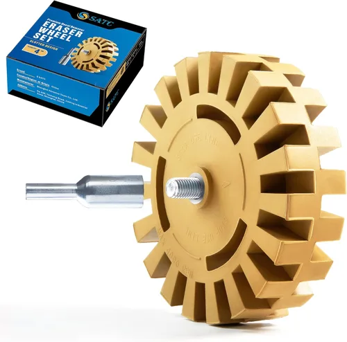 S SATC Rueda de borrador de 4 pulgadas, 1 paquete con adaptador, rueda de goma para eliminar taladros, adhesivos, calcomanías de rayas