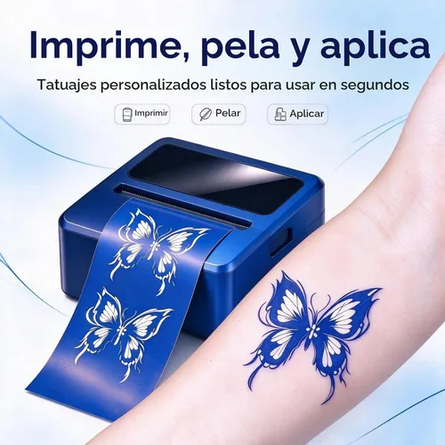 Vista 3 de Impresora portátil de transferencia de tatuajes, azul