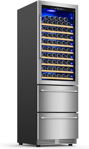 Vista 13 de Velivi Mini refrigerador de vino con capacidad de 18 botellas, enfriador de vino profesional integrado o independiente con sistemas de control