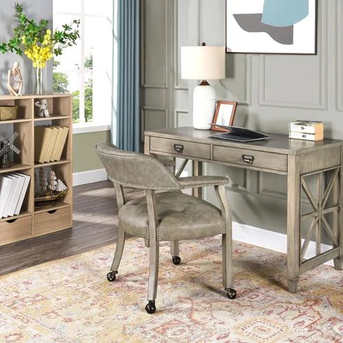 Vista 86 de Silla de comedor con ruedas, sillas de capitán con rodillos, juegos de dinette, sillas de póquer con ruedas, mesa de cocina, sillas rodantes, silla