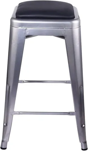 Vista 20 de GIA Taburete de mostrador sin respaldo de 24 pulgadas, cantidad de 4, bronce con asiento de madera clara