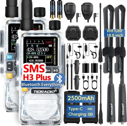 Vista 13 de TIDRADIO TD-H3 Plus - Radio de mano con auriculares, Bluetooth conectable, actualización web, programación inalámbrica APP PC, Walkie Talkies