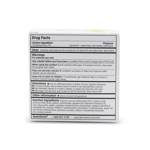 Vista 4 de Pastilla de jabón Dermaharmony con 2% de piritiona de zinc para caspa y dermatitis seborreica - Menta (4 onzas)