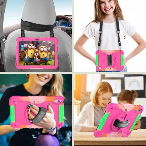 Vista 5 de Herize Funda para iPad de 10 generación para niños y niñas con protector de pantalla y soporte para lápices, funda protectora resistente a prueba