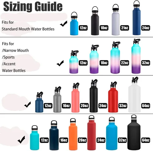 Vista 6 de Tapa de popote de boca estándar para Hydroflask de 24, 21, 18 onzas, tapa con popotes para Hydro Flask y otras botellas de agua, accesorios de Negro