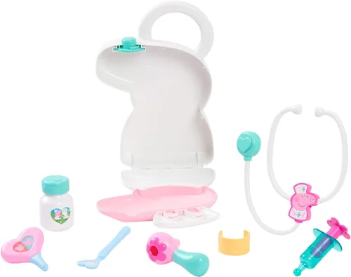 Vista 5 de Peppa Pig Checkup Case Set with Carry Handle, 8-Piece Doctor Kit for Kids with Stethoscope, Kids Toys for Ages 3 Up by Just Play