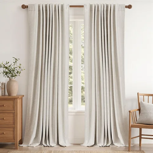 Vista 26 de MIULEE Cortinas de lino 100% opacas para dormitorio, 40 pulgadas de ancho x Marrón Oscuro