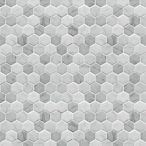 Vista 6 de Sunwings Azulejo hexagonal para ducha, borde de piso, cocina, baño, salpicadero de mármol con aspecto de piedra de mármol para pared y piso, blanco