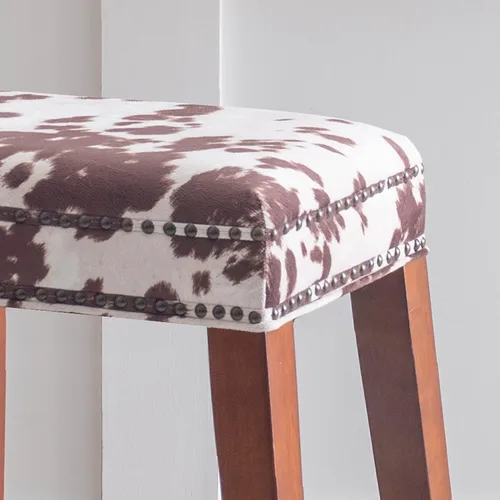 Vista 24 de Taburete de mostrador sin espalda con estampado de vaca negra Harlow Linon