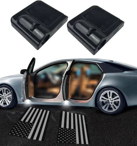 NewL 2 luces LED de bienvenida para puerta de automóvil para alas de fuego, calavera y logotipo, luces proyectoras, luz de sombra fantasma