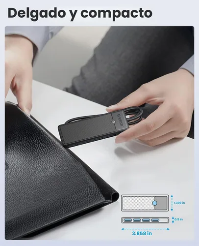 Vista 5 de ORICO Hub USB 3.0, concentrador USB de 4 puertos con cable de 6 pies de largo, divisor USB ultra delgado para laptop MacBook Pro, iMac, Surface Pro