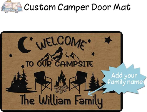 Vista 3 de Magimagine Alfombra personalizada para puerta de cámper, alfombra de puerta de RV de camping personalizada con texto, alfombra de cámper