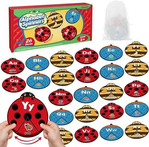 Kasfalci Tarjetas del alfabeto, juguetes de aprendizaje del alfabeto, aprendizaje ABC para niños pequeños, juego de cartas a juego, palabras a la
