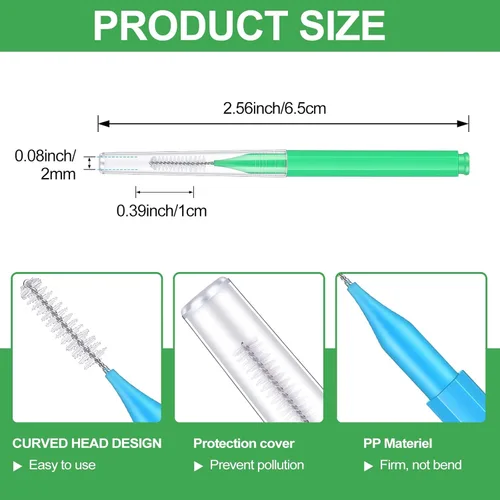 Vista 2 de Patelai 80 piezas multicolores cepillos para limpiador, cepillo interdental, palillo de dientes, cabezal de hilo dental, hilo dental para higiene
