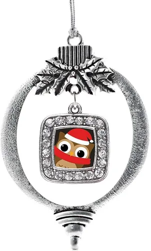 Vista 19 de Inspired Silver - Mis iniciales - Adorno con dije de letra S - Adornos navideños cuadrados de plata con joyas de circonita cúbica