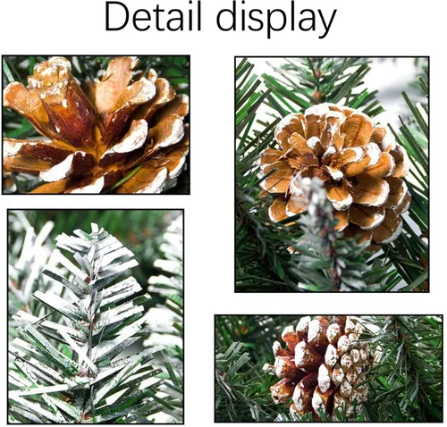 Vista 3 de Guirnalda de Navidad artificial de ratán de 8.8 pies decorada con piñas y ramas de escarcha, plantas de vid de Navidad verde, corona o manto