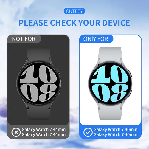 Vista 2 de Cuteey Paquete de 6+6 para Samsung Galaxy Watch 7 Protector de Pantalla de 40mm, Funda de Parachoques de PC Duro con Película de Vidrio Templado
