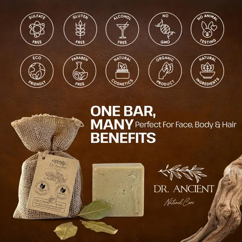 Vista 9 de Dr.Ancient Barra de Jabón de Alepo, Barras de Jabón Orgánico Hechas a Mano de la Manera Tradicional, Natural Libre de Químicos, Vegano, Usado