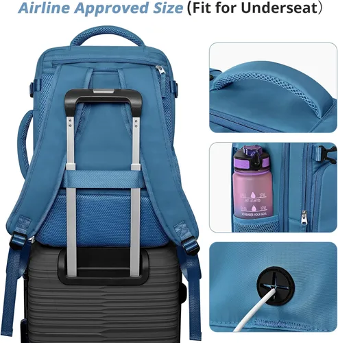 Vista 4 de Mochila de Viaje Snoffic para Mujer, Negro, 17 pulg.