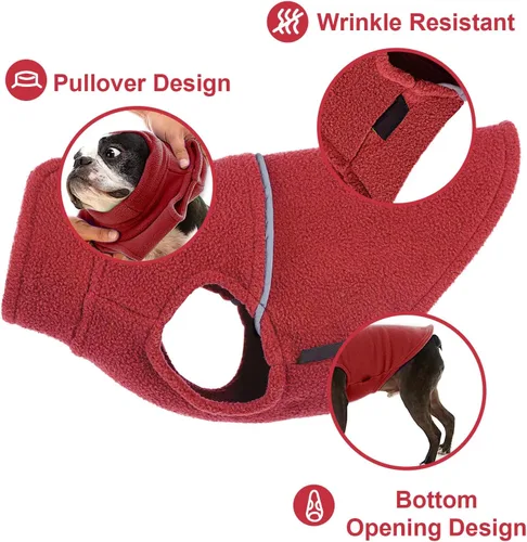 Vista 95 de Chaleco de forro polar con estampado a cuadros rojos, suéter de invierno para mascotas para perros pequeños, niños y niñas, suéter cálido