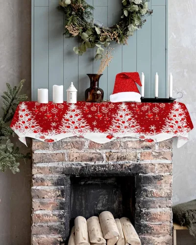 Vista 5 de Funda para bufanda de chimenea de árbol de Navidad, mantel superior, bufanda para Navidad, Halloween, Acción de Gracias, otoño, decoración