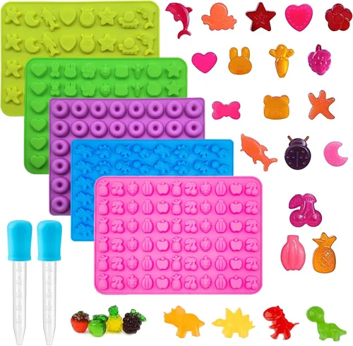Vista 17 de Round Gummy Candy Molds - 220 Cavity Silicone Candy Molds with 2pcs Dropper for Hard Candy, Gummy, Caramels, Chocolate, Ganache, Ice Cubes