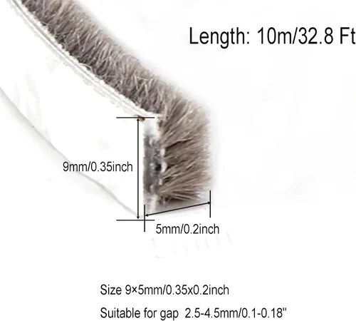 Vista 2 de AcbbMNS Burlete autoadhesivo de 32.8 pies de largo x 0.35 pulgadas de ancho x 0.2 pulgadas de alto, color gris, para puerta, ventana, resistente a