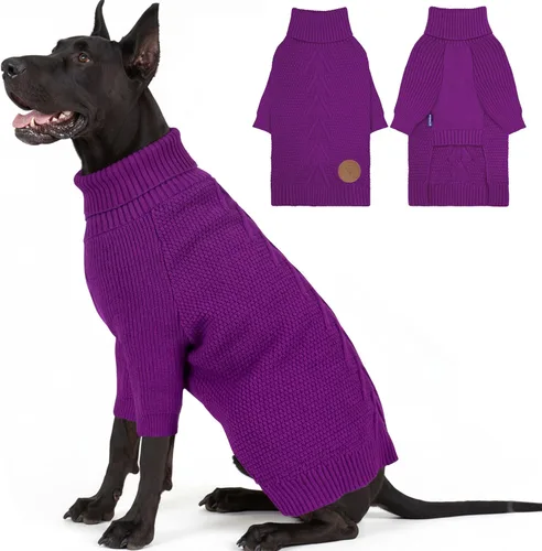 Vista 23 de cyeollo Suéter para perro pequeño, suéteres cálidos de cuello alto para perros pequeños, sudadera tejida para perrito con mangas, suéter de otoño e