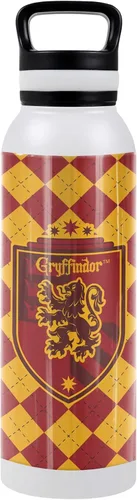 Vista 8 de Harry Potter OFICIAL Hufflepuff Plaid Sigil - Botella de agua aislada de 24 onzas, resistente a fugas, acero inoxidable aislado al vacío con tapa