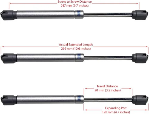 Vista 4 de Berta 10 Inch 100N/22 LB Hydraulic Soft Open Gas Springs/Struts for Cabinets, Furniture Cabinet Doors Lift/Lid Stay/Support Hinges for RV Platforms