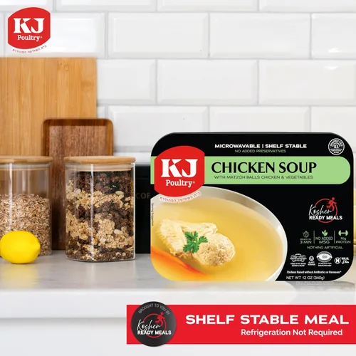 Vista 5 de KJ Poultry Comidas preparadas Kosher – Sopa de pollo y verduras Matza Ball, CHOMETZ no para Pascua, comidas de carne MRE listas para comer, comida