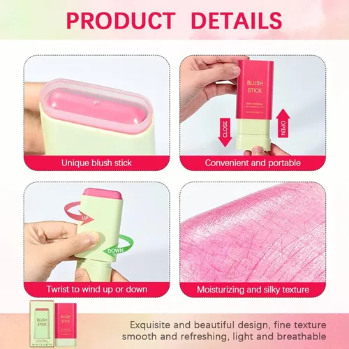 Vista 2 de Lápiz de rubor de maquillaje multiusos, hidratante sólido de belleza, maquillaje natural impermeable, tinte sólido hidratante para ojos, labios