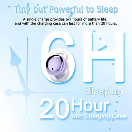 Vista 4 de Auriculares para dormir de lado, mini auriculares para dormir, auriculares inalámbricos invisibles, funda de carga rápida, sin pitido y cómodos