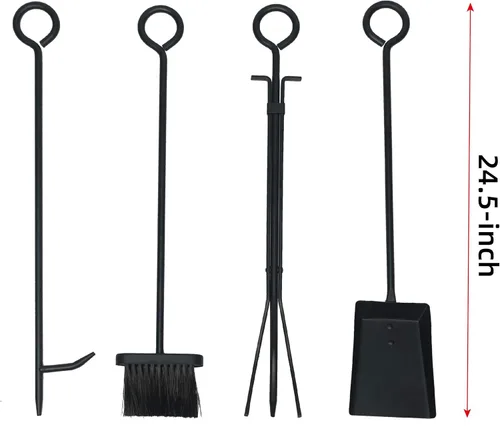 Vista 6 de Fire Beauty Estante para leña con soporte para leña y almacenamiento de leña, incluye 4 herramientas (19.8 pulgadas)