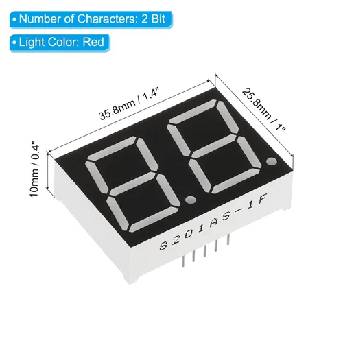 Vista 2 de PATIKIL Tubo digital con pantalla LED, paquete de 5 unidades de cátodo común 7 segmentos 10 pines 2 bits 2.1 V módulo de pantalla LED para placas