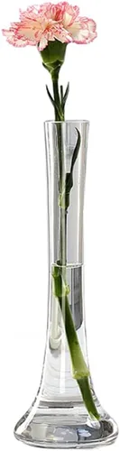 Jarrón de cristal soplado hecho a mano transparente, pequeño jarrón decorativo floral, mini jarrón de flores de un solo tallo para decoración de