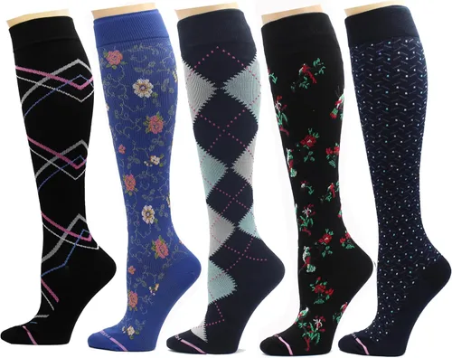 Vista 9 de Dr. Motion - 5 pares de calcetines de compresión terapéutica graduada de 8-15 mmHg para rodillas de mujer