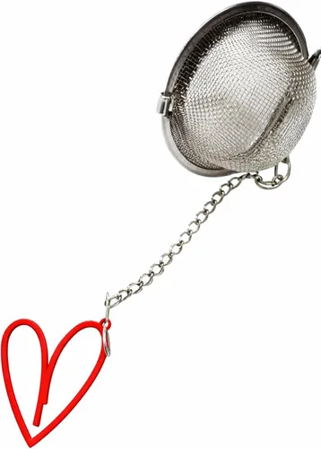 Infusor de té suelto con dije de corazón rojo