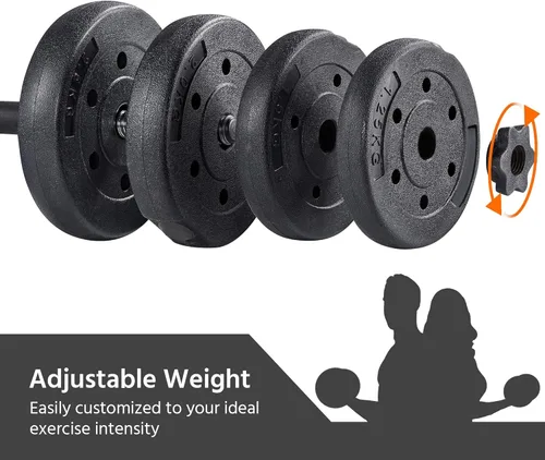 Vista 6 de Yaheetech Juego de mancuernas de peso de 66 libras, gorra ajustable para gimnasio/hogar, entrenamiento corporal para mujeres y hombres