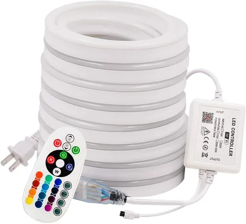 Vista 11 de Luces LED de neón, control remoto inteligente WiFi 110-130V RGB regulable, impermeable, 5050 60 LED/m, compatible con Alexa, Google Home, iOS