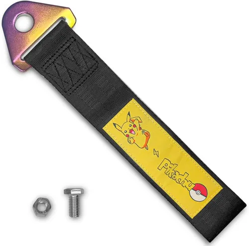 Vista 8 de Q1-TECH, Correa de remolque JDM – Cinturón de remolque de carreras deportivas, gancho de cuerda de tracción personalizado para parachoques delantero