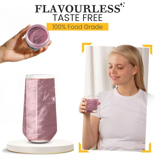 Vista 4 de Dazzle Dust Gránulos de polvo comestibles con purpurina para decoración de pasteles, bebidas, galletas, glaseado, decoración de postres, brillo Rosa