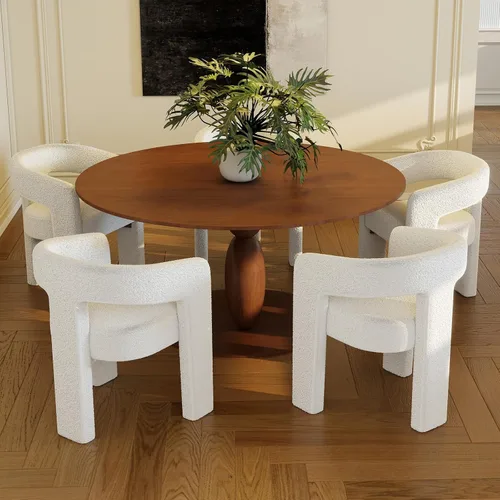 Vista 28 de Silla de Comedor Moderna Sherpa Tipo Barril Tapizada en Pelo Sintético para Comedor con Brazo Silla Auxiliar de Acento Cómoda para Cocina/Sala