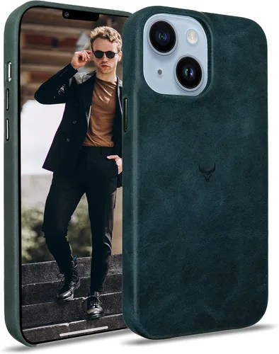 Vista 31 de Funda de piel auténtica, funda de piel antiarañazos de grano completo encerada con aceite, compatible con iPhone 12 Pro Max, a prueba de golpes