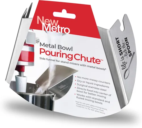 Vista 9 de New Metro Design - Batidora de pie con escudo para vertido de reemplazo, escudo para vertido único con lema grabado con láser, "Hacer pan es mi