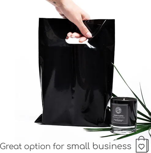 Vista 3 de Choice Marts Bolsas de mercancía 100 negras 9"x12" Tamaño 1.5Mil de grosor con asas