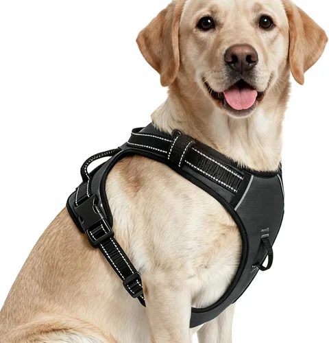 Vista 135 de Arnés para perro sin tirones, chaleco reflectante ajustable y acolchado para mascotas con asa de fácil control, fácil de llevar con nudo elegante