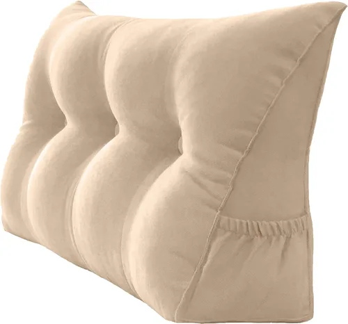 Vista 53 de Peachwell Almohada triangular de lectura para reposo en cama, cojín de refuerzo grande para cabecero, respaldo, almohada de cuña con funda extraíble