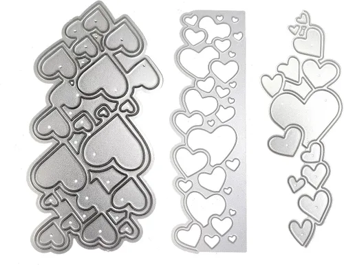 Paquete de 3 plantillas de metal troqueladas con borde de corazón para hacer tarjetas, álbumes de recortes, papel para manualidades, herramientas