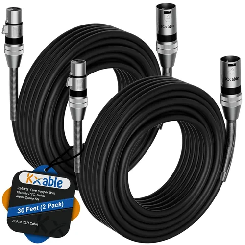 Vista 31 de Kxable - Cable de micrófono XLR 1 pie, XLR macho a hembra, cable de micrófono equilibrado de 3 pines, cable de altavoces blindado, conectores